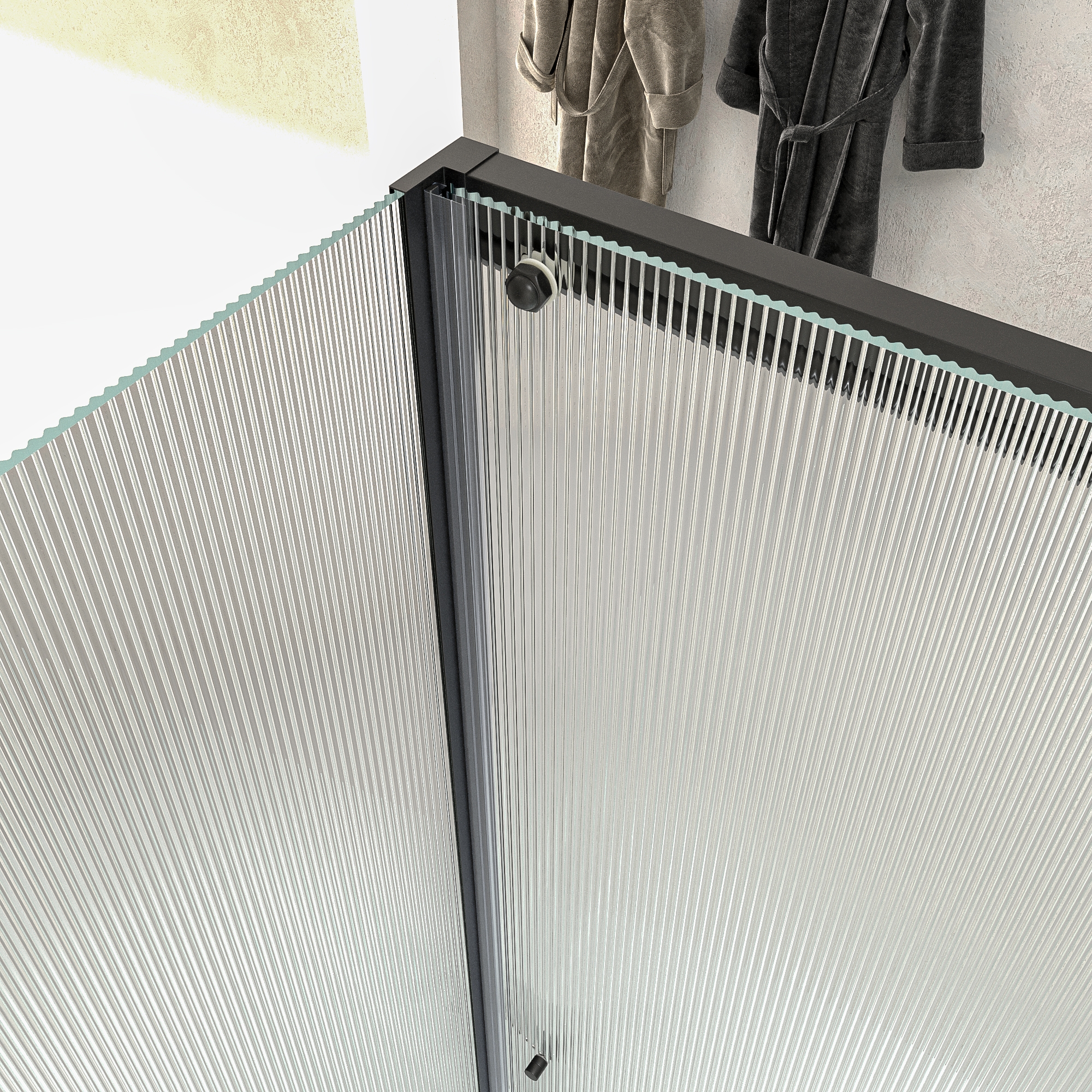 VAROBATH mampara de ducha rectangular 2 fijos 1 puerta NOVUM Gun metal vidrio acanalado3.jpg