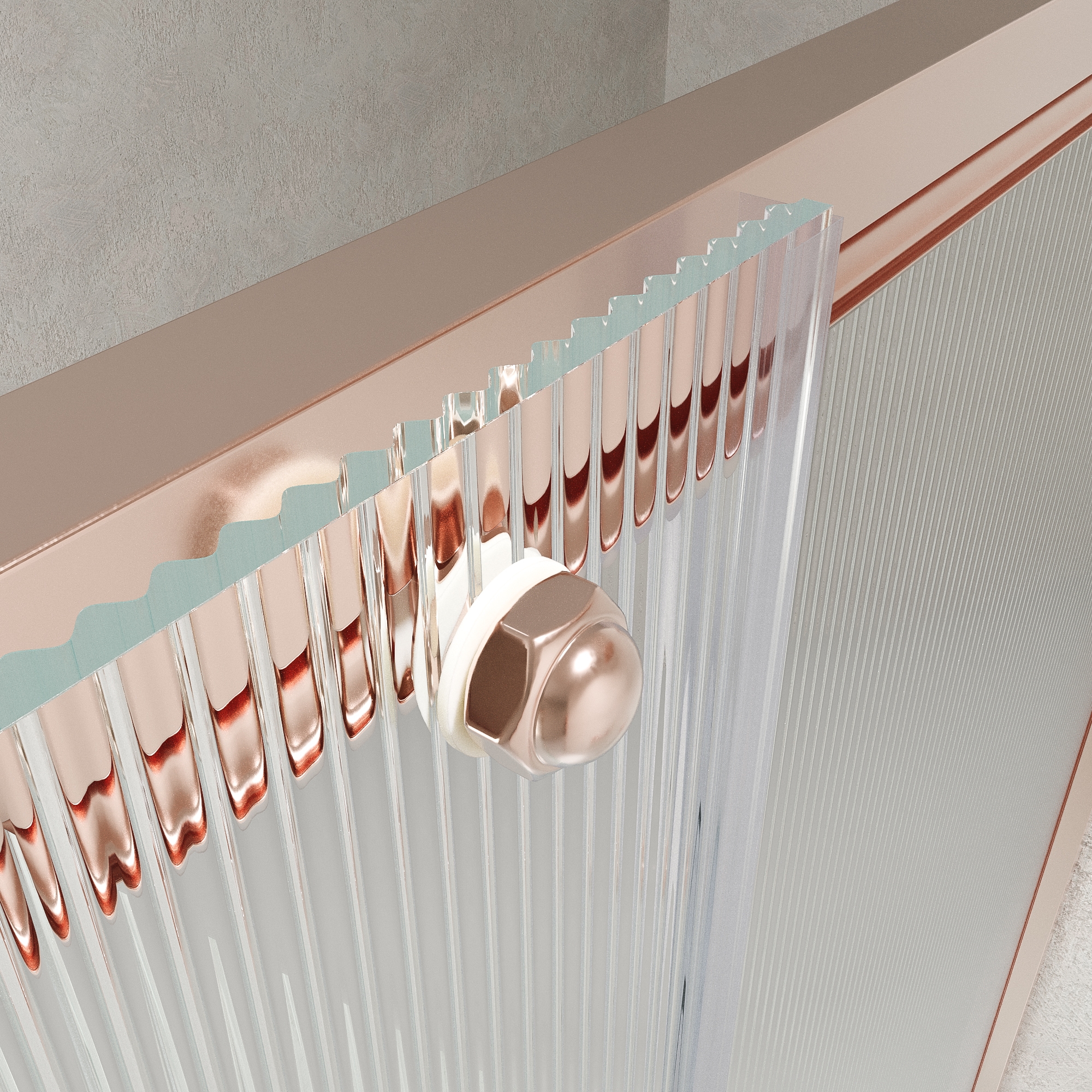 VAROBATH mampara de ducha rectangular 2 fijos 1 puerta NOVUM oro rosa vidrio acanalado6.jpg
