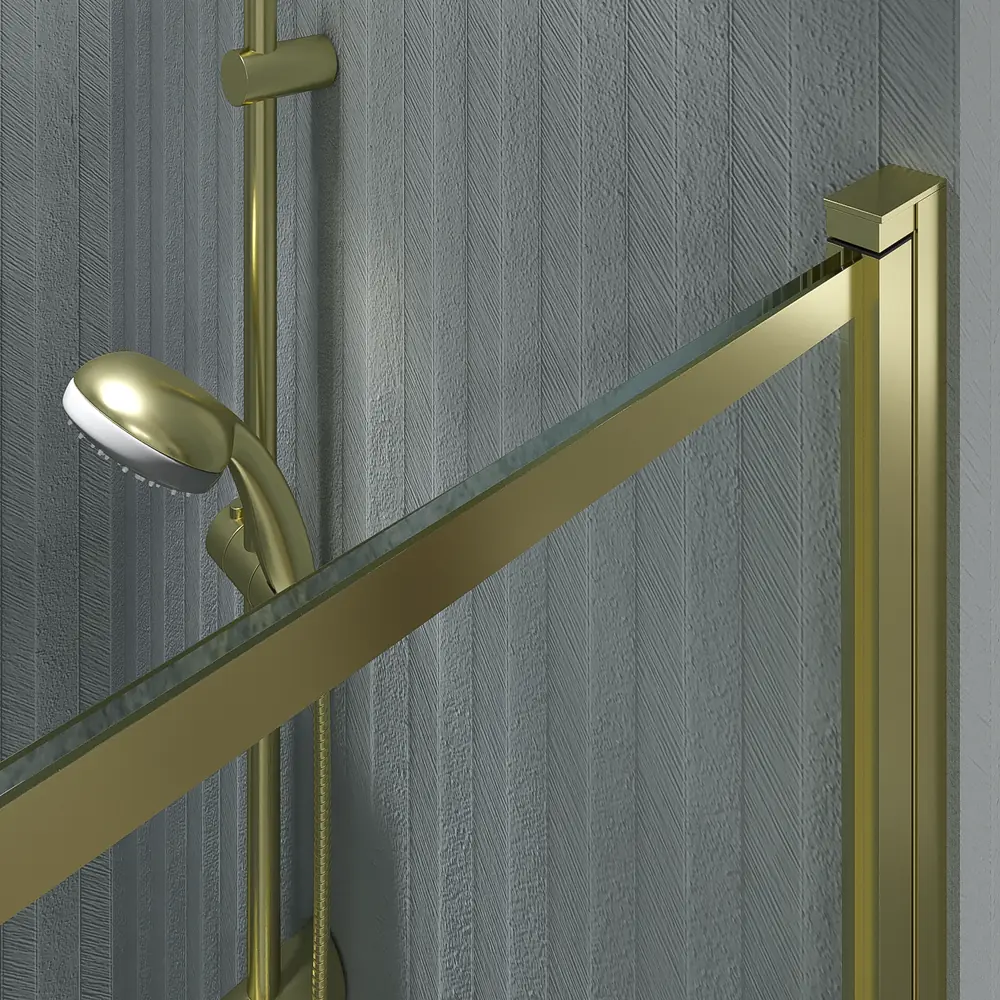 VAROBATH mampara ducha 1 puerta abatible OPEN oro mate serigrafia 1.webp