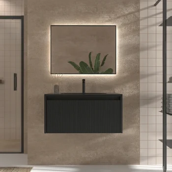 VAROBATH mueble de bano BINARIO suspendido 1 cajon negro ral 9005 1.webp