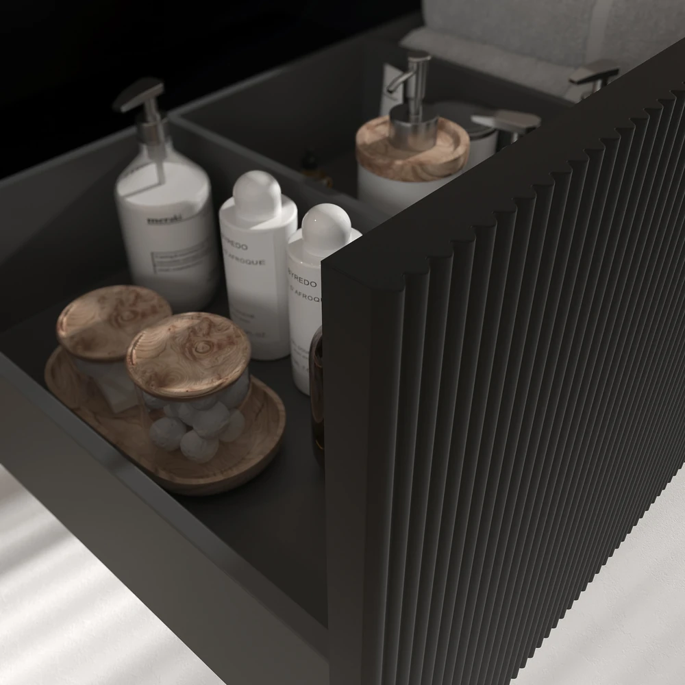 VAROBATH mueble de bano BINARIO suspendido 1 cajon negro ral 9005 8.webp