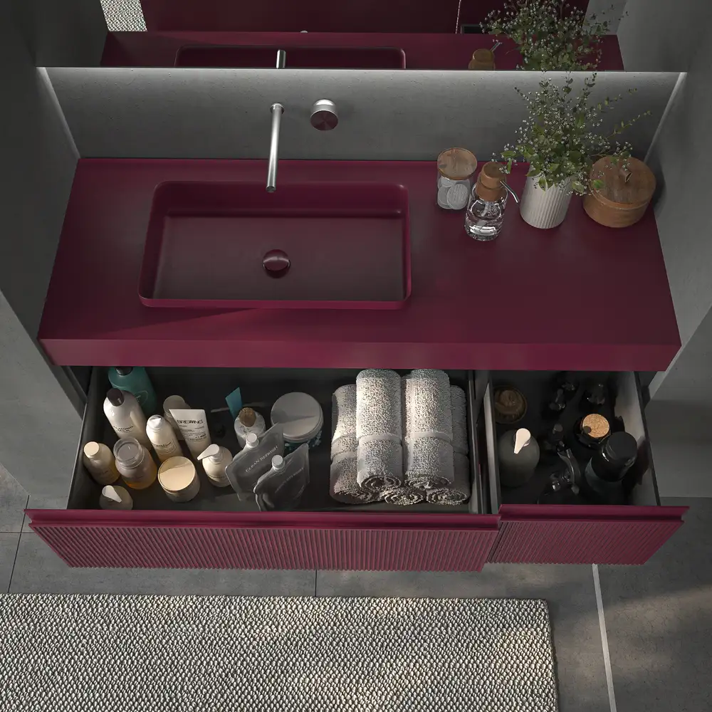 VAROBATH mueble de bano NIC 2 cajones burdeos.webp