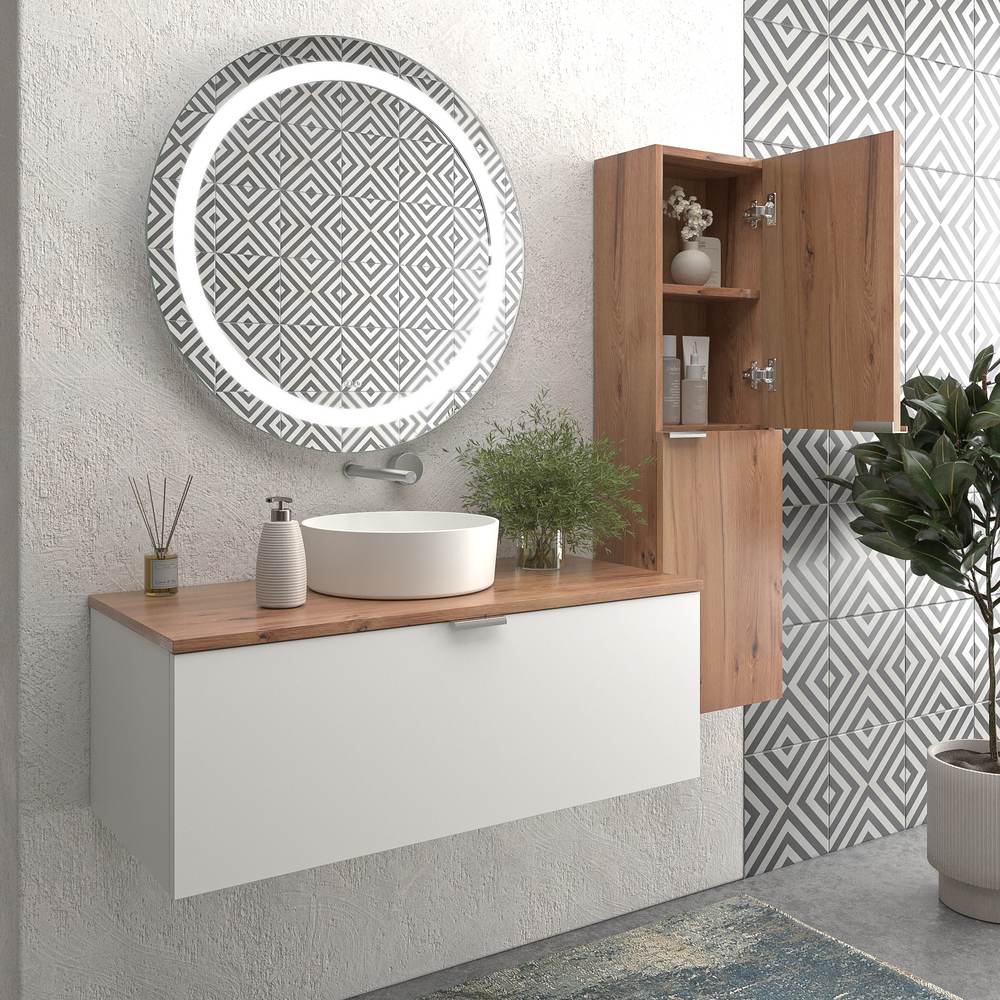 VAROBATH mueble de bano SKIN suspendido 1 cajon blanco con lavabo sobreencimera2.jpg