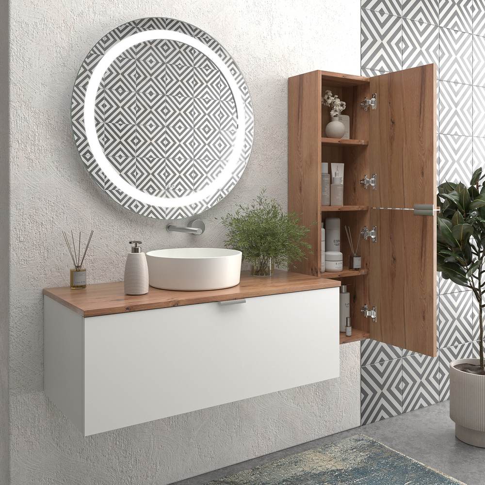 VAROBATH mueble de bano SKIN suspendido 1 cajon blanco con lavabo sobreencimera3.jpg