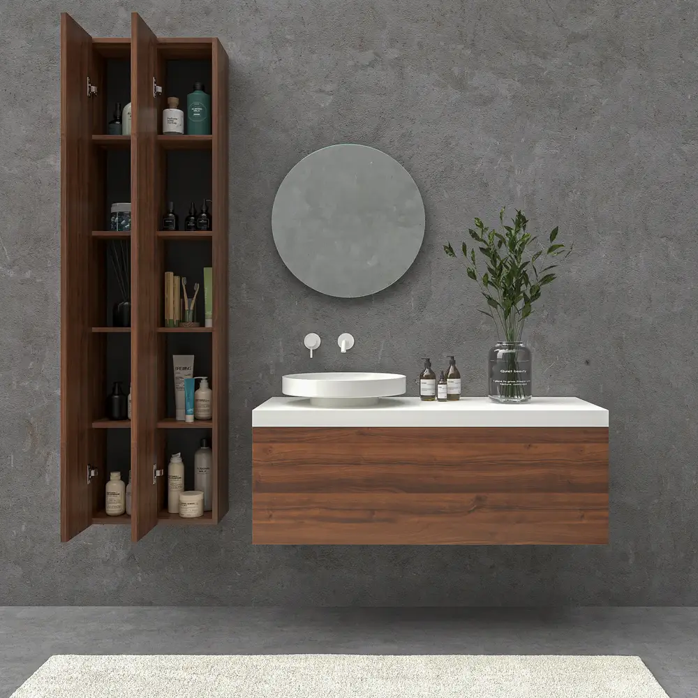VAROBATH mueble de bano TESIS 1 cajon nogal valentina 1.webp