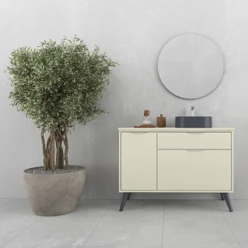 VAROBATH mueble de bano con patas KLUM 2 cajones 1 puerta crema 1013 4.webp