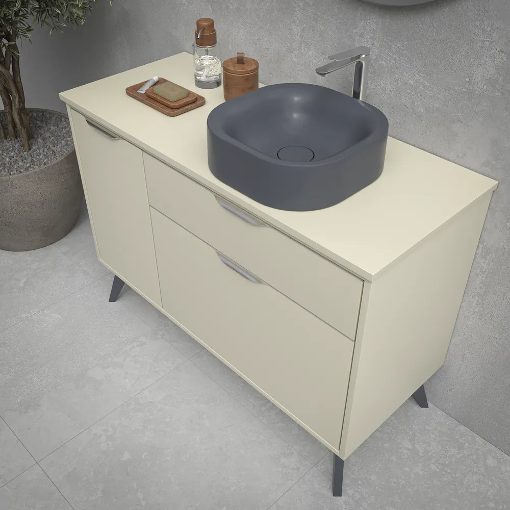 VAROBATH mueble de bano con patas KLUM 2 cajones 1 puerta crema 1013 7.webp