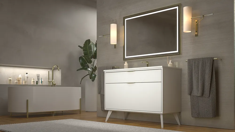 VAROBATH mueble de bano con patas KLUM 2 cajones blanco 9003 6.webp