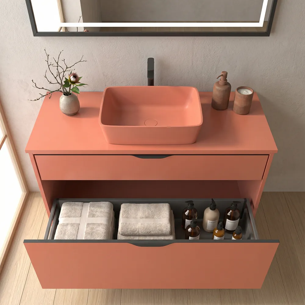 VAROBATH mueble de bano con patas KLUM 2 cajones salmon 3022 1.webp