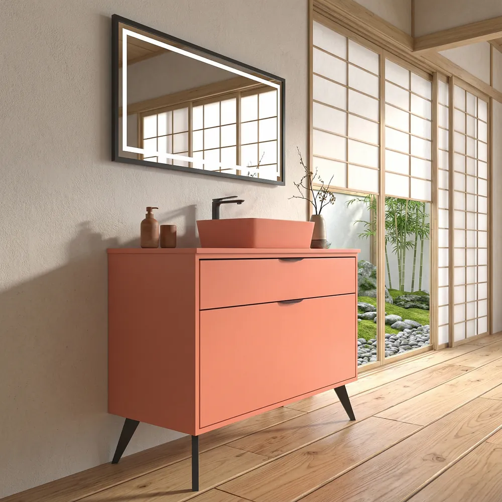VAROBATH mueble de bano con patas KLUM 2 cajones salmon 3022 5.webp