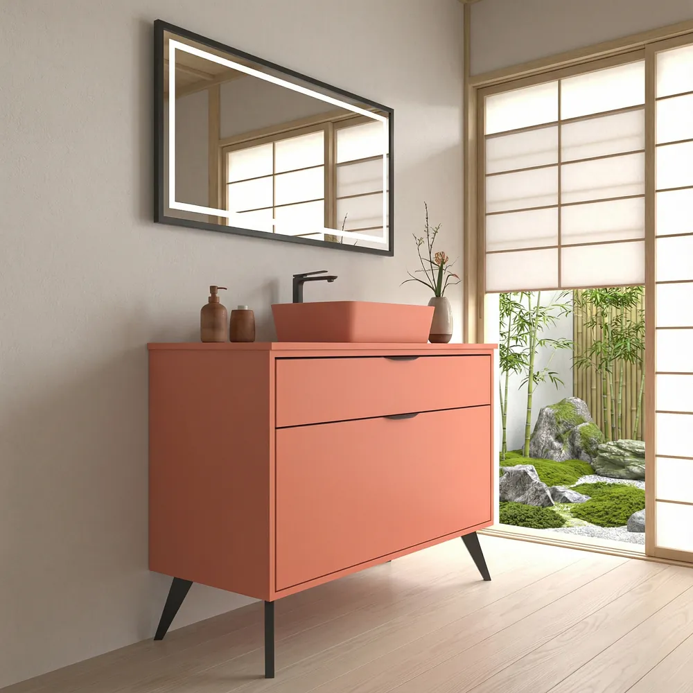 VAROBATH mueble de bano con patas KLUM 2 cajones salmon 3022.webp