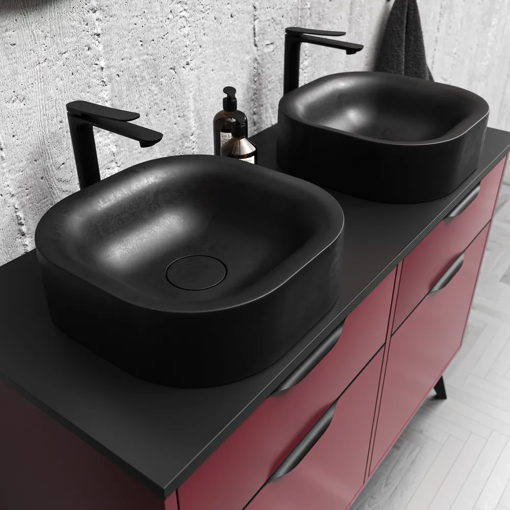 VAROBATH mueble de bano con patas KLUM 4 cajones vino tinto 3005 11.webp