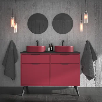 VAROBATH mueble de bano con patas KLUM 4 cajones vino tinto 3005 6.webp