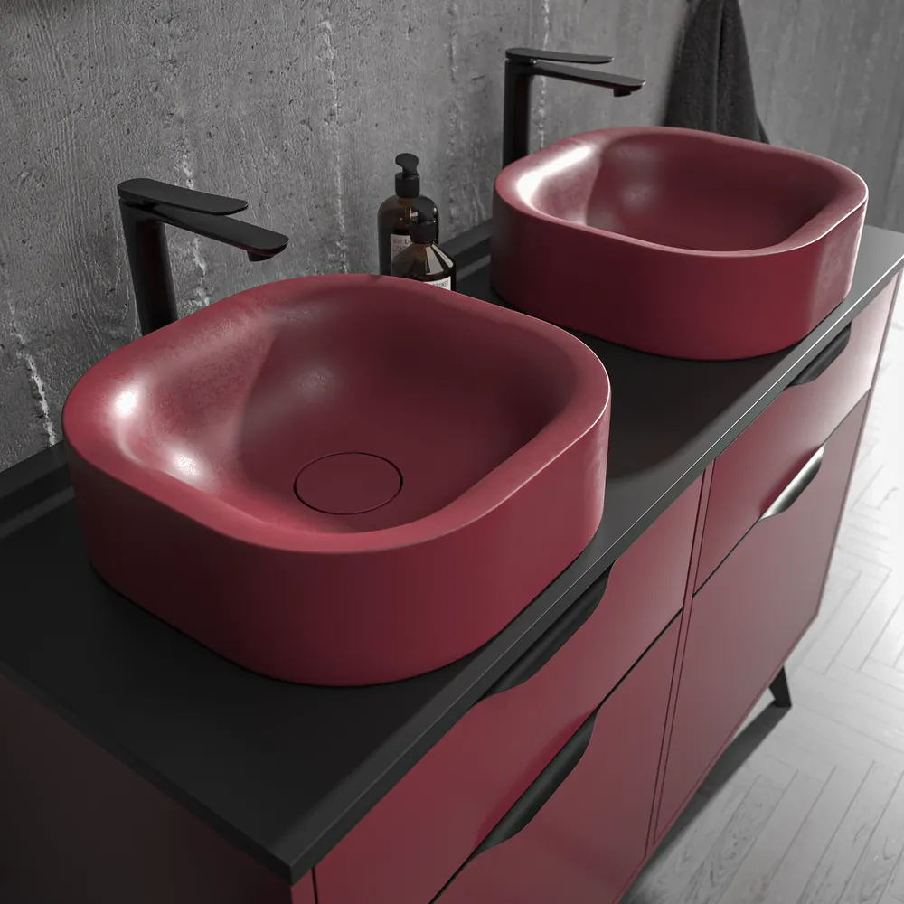 VAROBATH mueble de bano con patas KLUM 4 cajones vino tinto 3005 9.webp