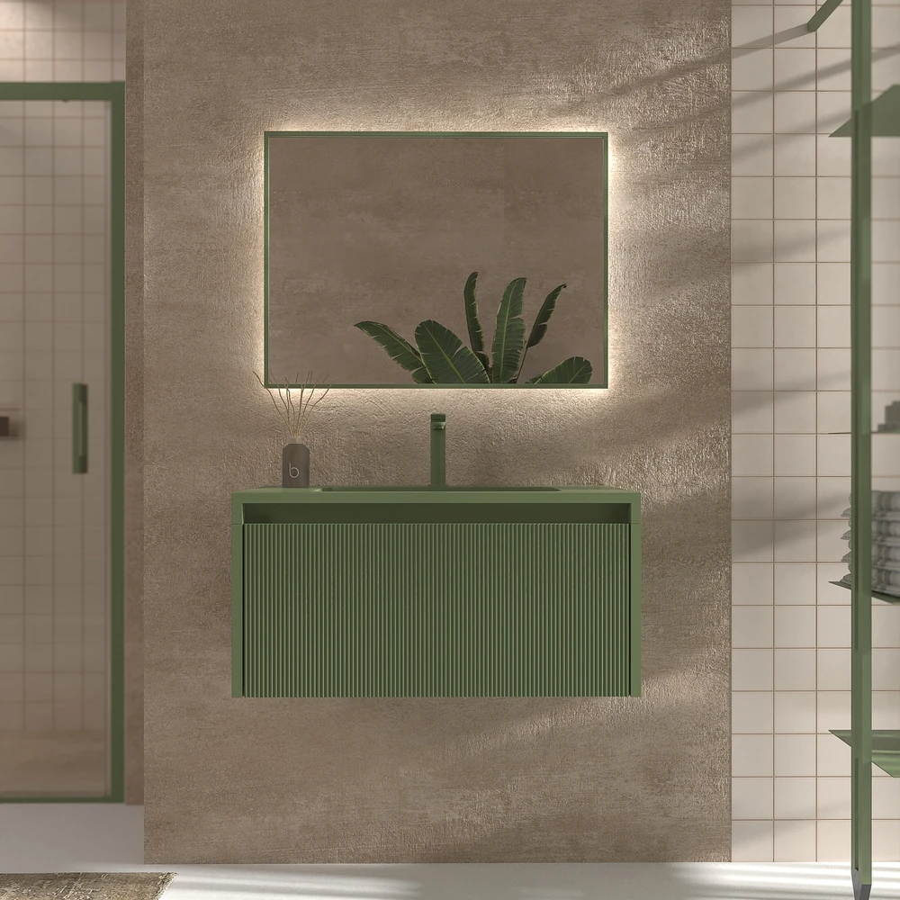 VAROBATH mueble de bano suspendida 1 cajon VERDE RESEDA ral 6011 1.webp