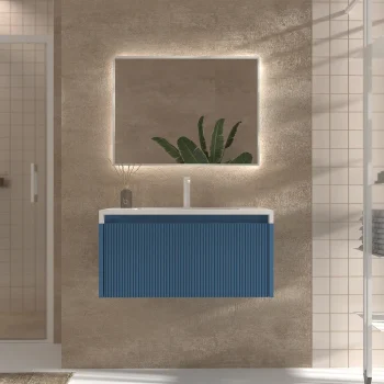 VAROBATH mueble de bano suspendido 1 cajon BINARIO azul lejania ral 5023 2.webp