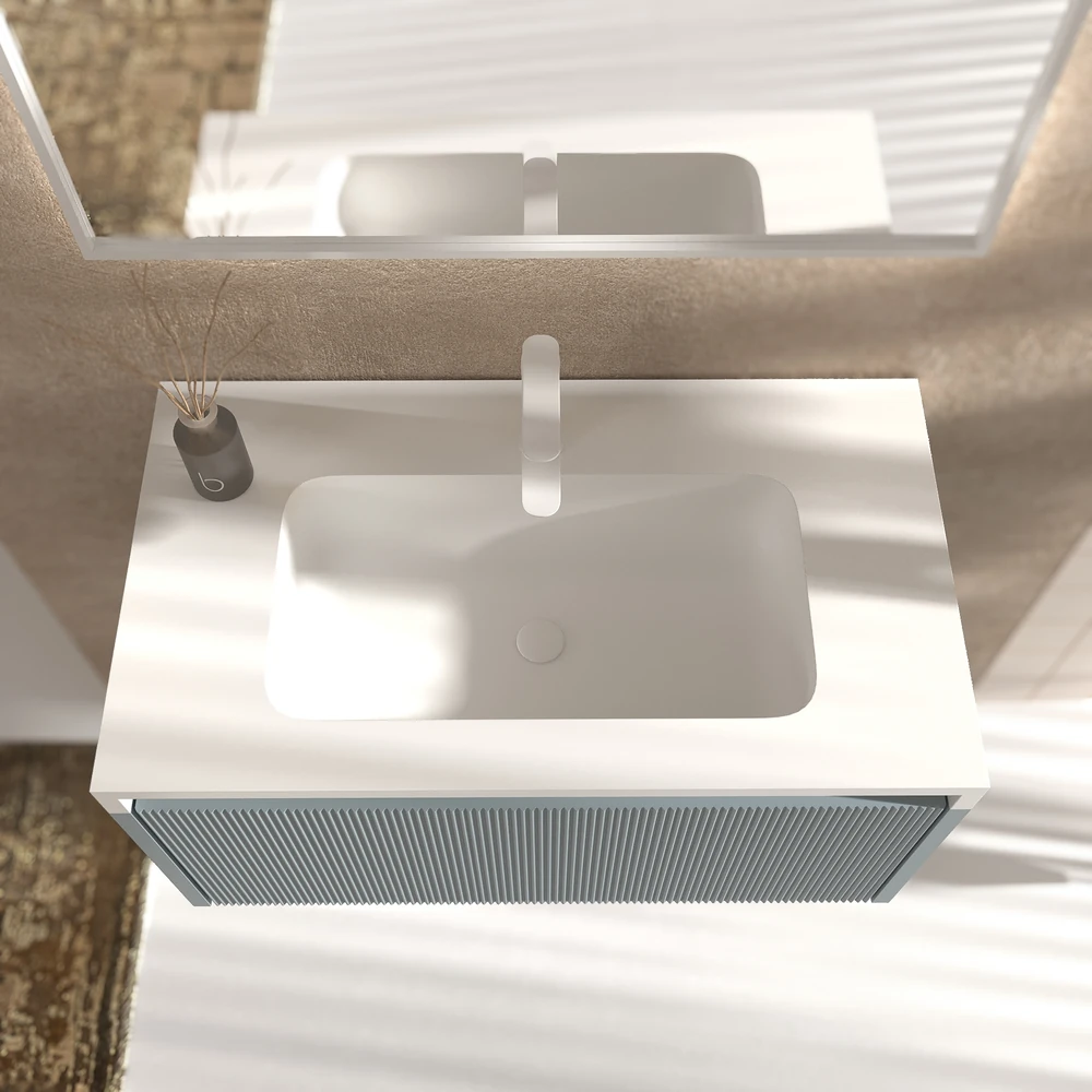 VAROBATH mueble de bano suspendido 1 cajon BINARIO gris plata ral 7001 2.webp