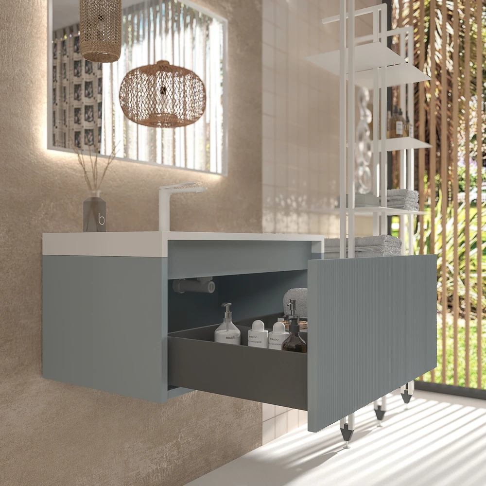 VAROBATH mueble de bano suspendido 1 cajon BINARIO gris plata ral 7001 4.webp