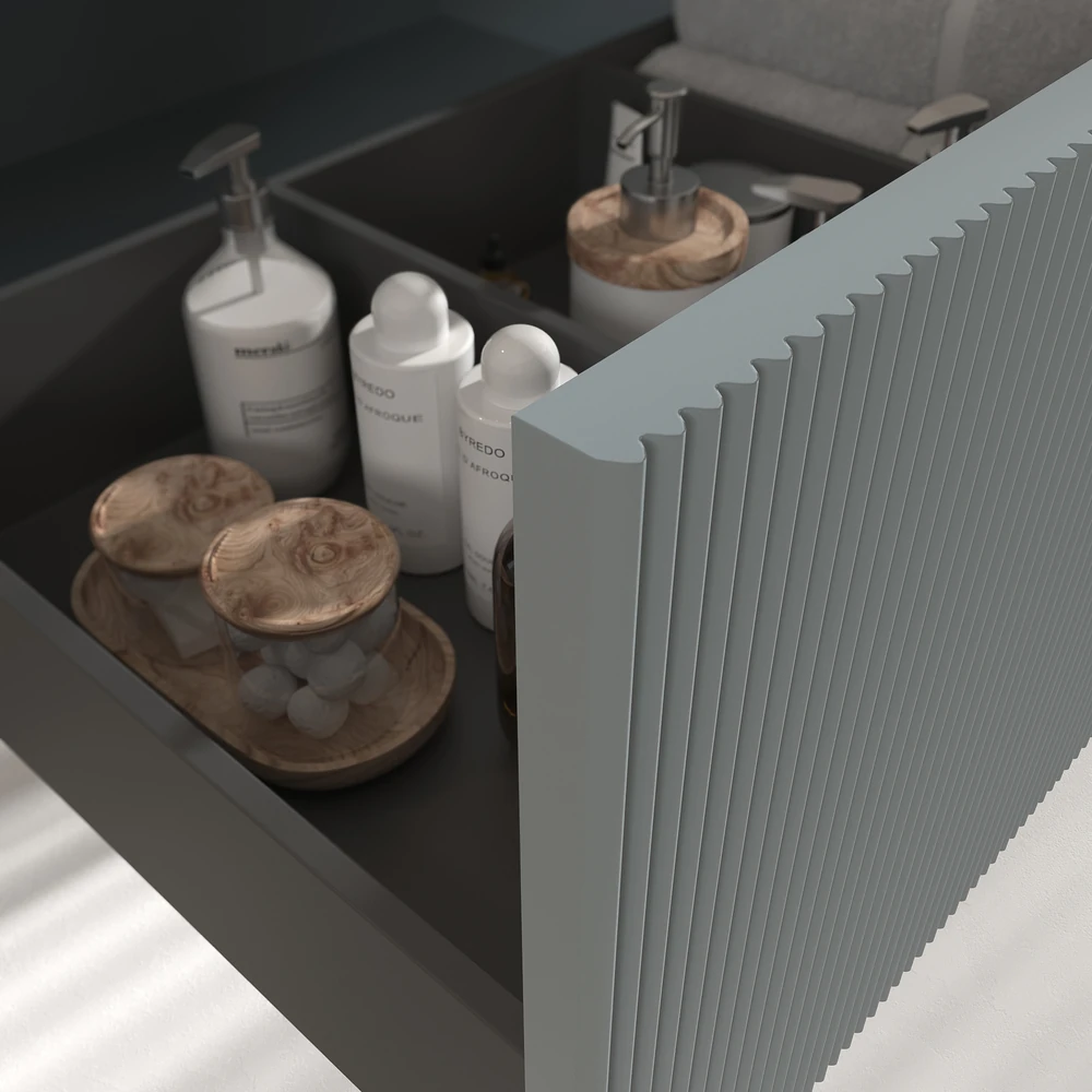 VAROBATH mueble de bano suspendido 1 cajon BINARIO gris plata ral 7001 6.webp