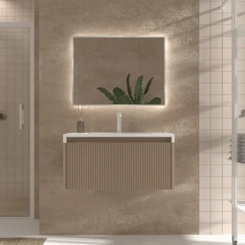 VAROBATH mueble de bano suspendido 1 cajon BINARIO moka ral 1019.webp