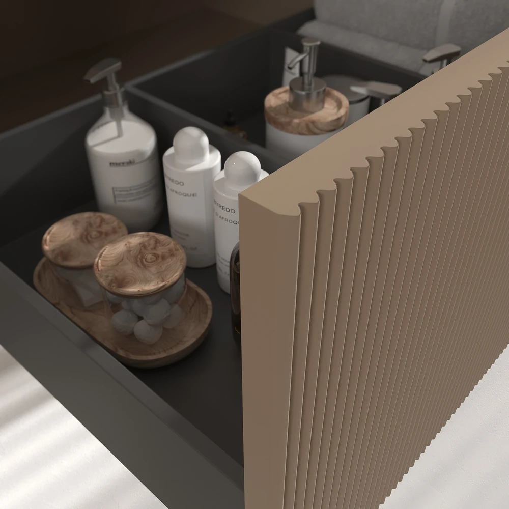 VAROBATH mueble de bano suspendido 1 cajon BINARIO moka ral 1019 6.webp