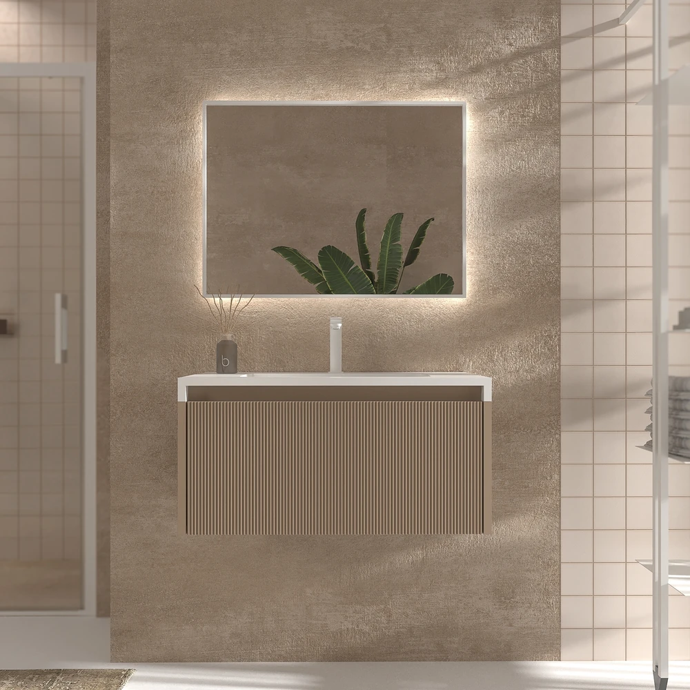 VAROBATH mueble de bano suspendido 1 cajon BINARIO moka ral 1019.webp