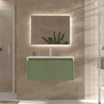 VAROBATH mueble de bano suspendido 1 cajon BINARIO verde palido ral 6021 2.webp