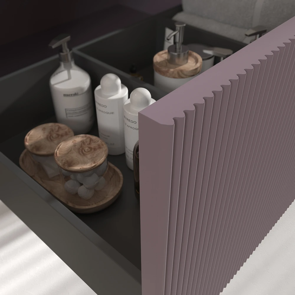 VAROBATH mueble de bano suspendido 1 cajon BINARIO violeta pastel ral 4009 6.webp