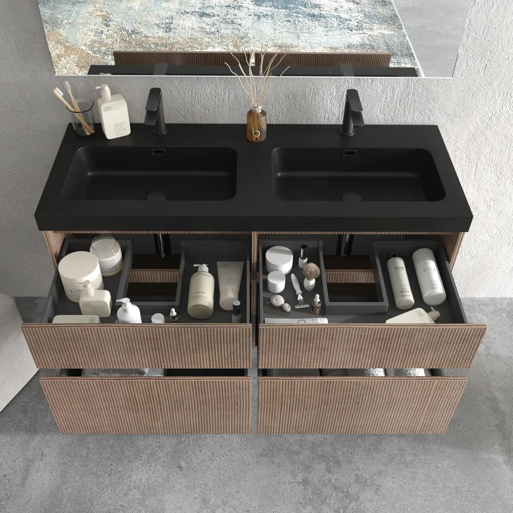 VAROBATH mueble de bano suspendido 4 cajones YOKO bastilla negro 1.webp