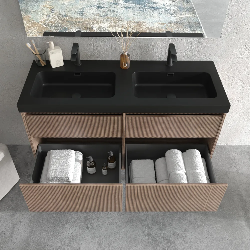 VAROBATH mueble de bano suspendido 4 cajones YOKO bastilla negro.webp