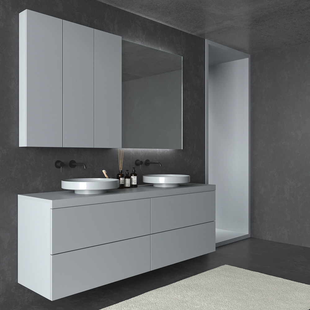 VAROBATH mueble de banoTESIS suspendido 4 cajones gris ventana 4.webp