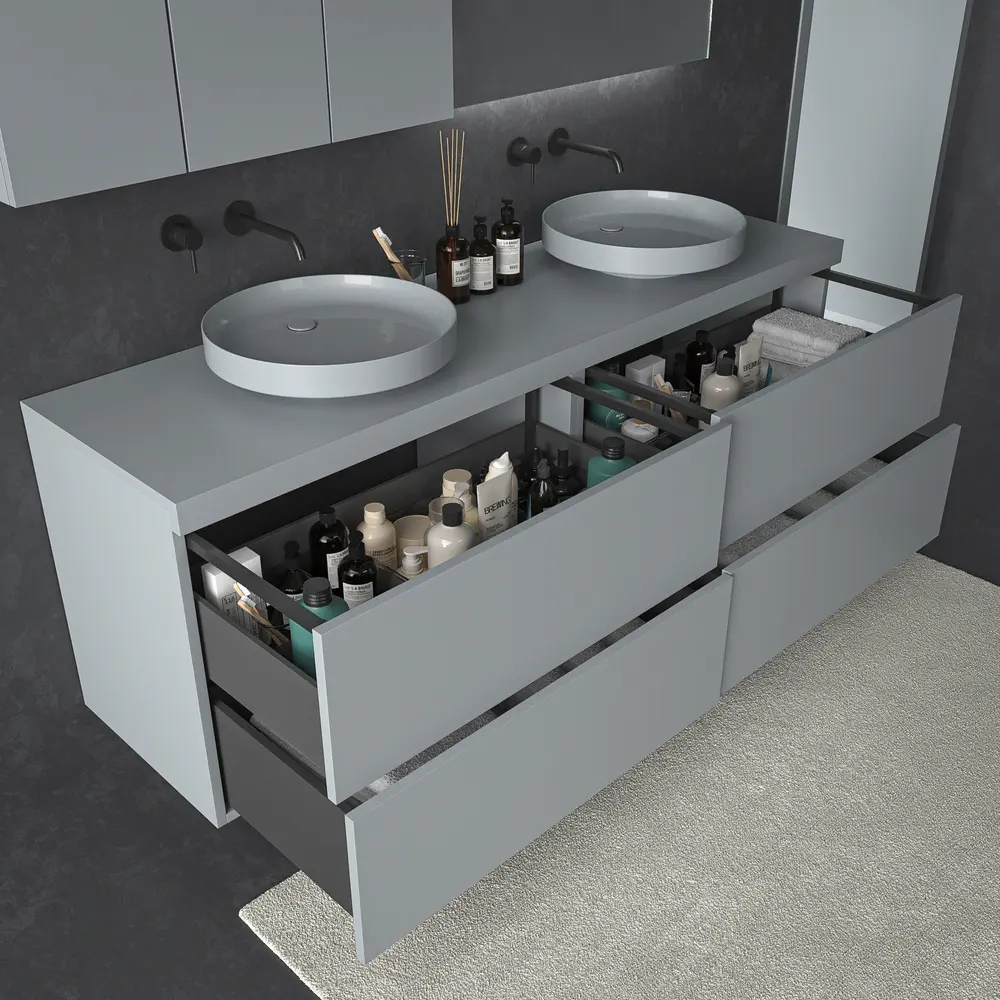VAROBATH mueble de banoTESIS suspendido 4 cajones gris ventana 5.webp