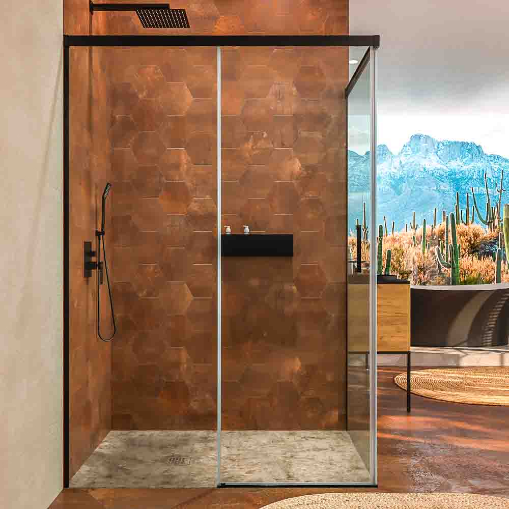Varobath Mampara de ducha BASIC rectangular 2 fijos 1 puerta negro 1.jpg