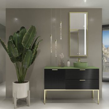 Varobath mueble de bano HOLE con patas negro con encimera verde reseda4.jpg