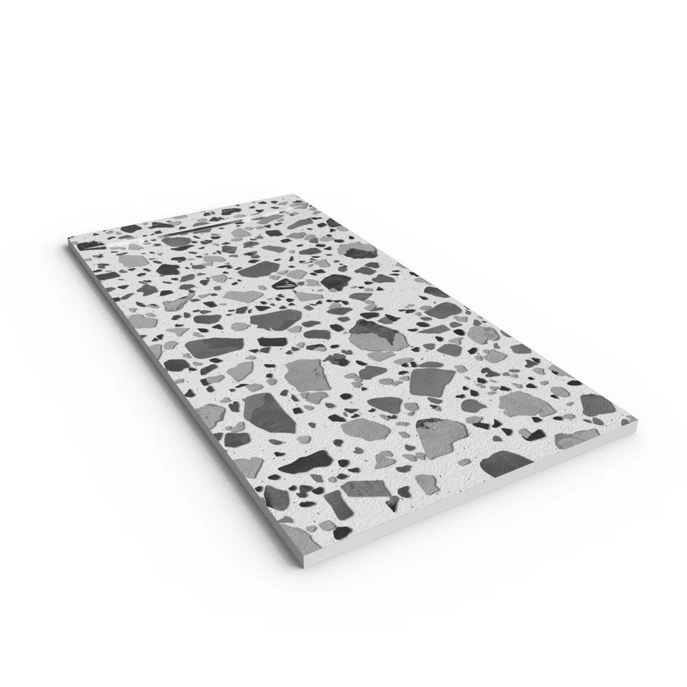 plato ducha plaster 3d terrazo speckled perspectiva.webp