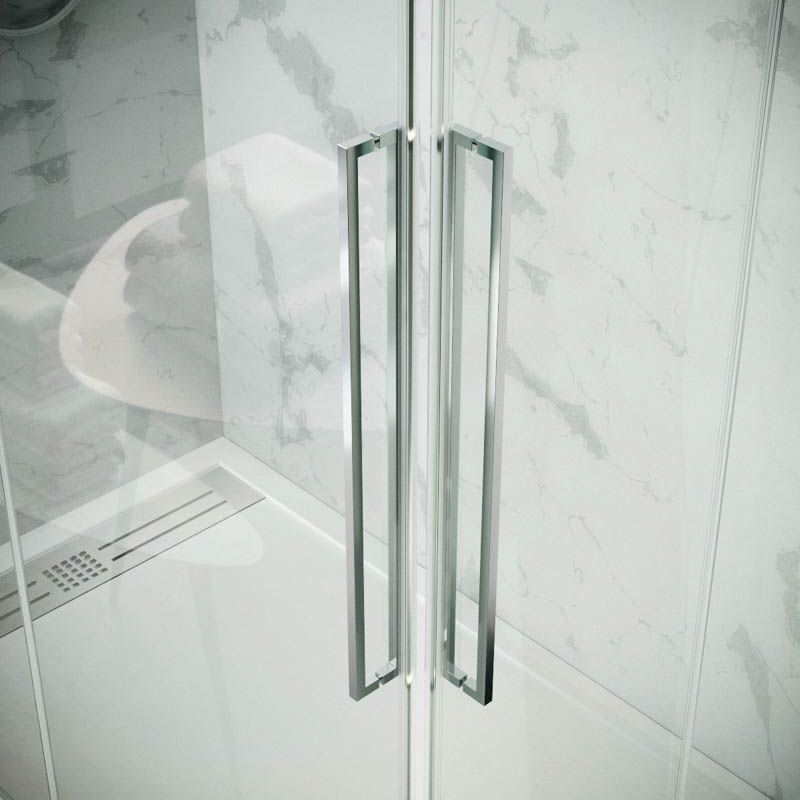 Mampara de ducha frontal 1 fijo- 2 puertas abatibles con tratamiento anti-cal. VISION AVANT