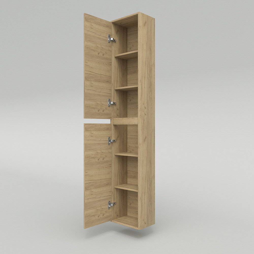 Columna de baño 2 puertas suspendida 185 cm x 35 cm x 25 cm acabado ROBLE CLARO