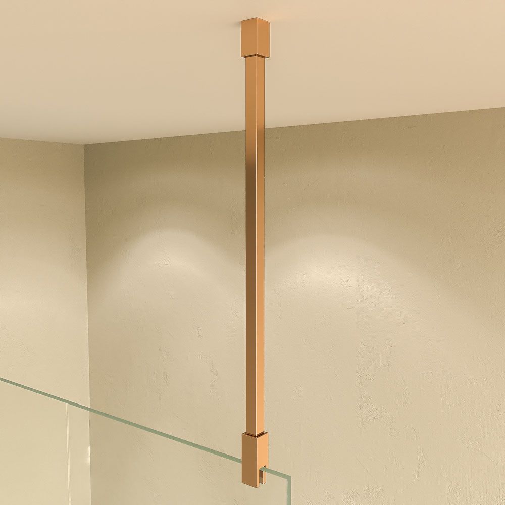 Fijo de ducha mampara ZEN perfil Cobre - Vidrio 8 MM con tratamiento anti-cal incluido- Brazo sujección acero inox. extensible