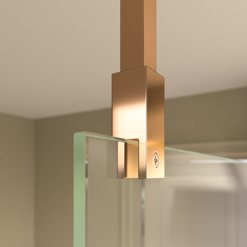 Fijo de ducha mampara ZEN perfil Cobre - Vidrio 8 MM con tratamiento anti-cal incluido- Brazo sujección acero inox. extensible