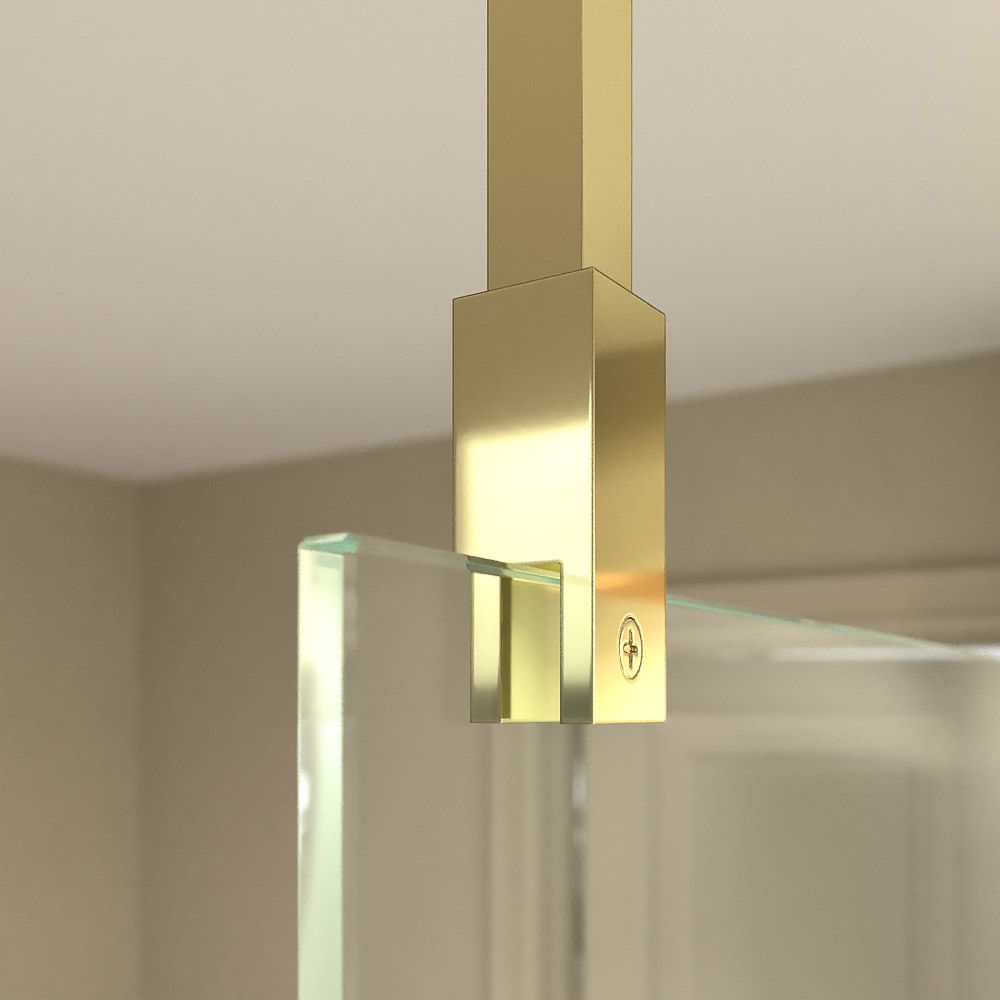 Fijo de ducha mampara ZEN perfil Cobre - Vidrio 8 MM con tratamiento anti-cal incluido- Brazo sujección acero inox. extensible