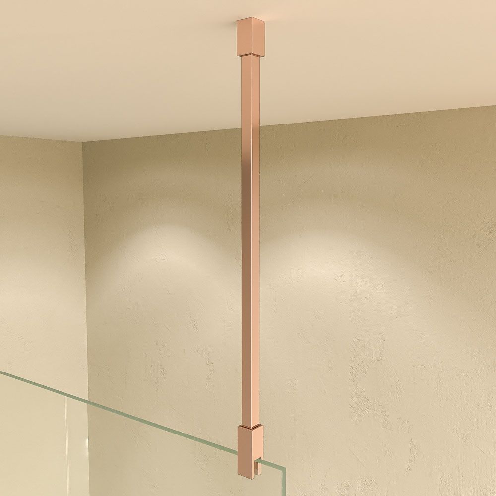 Fijo de ducha mampara ZEN perfil Cobre - Vidrio 8 MM con tratamiento anti-cal incluido- Brazo sujección acero inox. extensible
