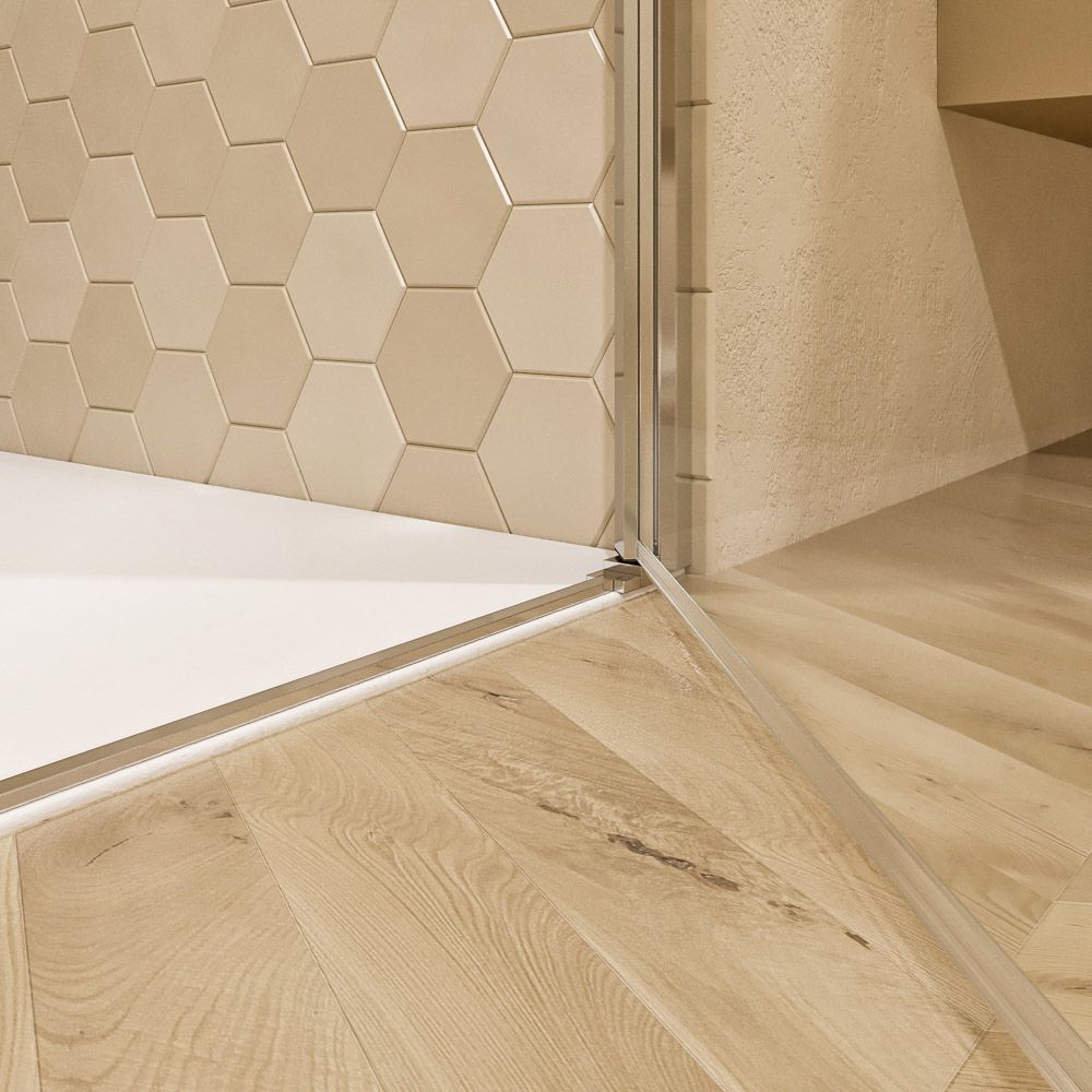 Mampara de ducha frontal OPEN 2 puertas abatibles fabricada a medida. CROMO BRILLO