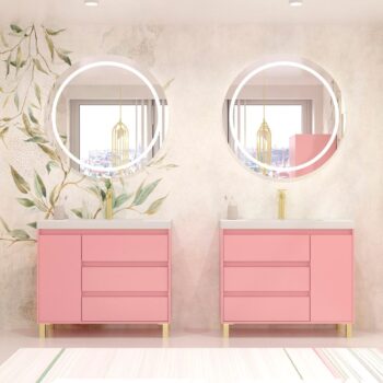 Mueble de baño con patas 3 cajones / 1 puerta CARMEN acabado ROSA PALO
