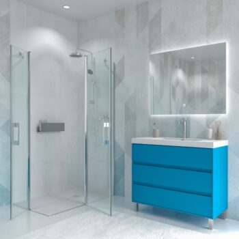 Mueble de baño con patas 3 cajones CARMEN acabado AZUL CLARO