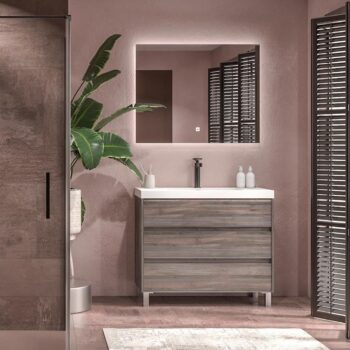 Mueble de baño con patas 3 cajones CARMEN acabado OLMO WABI