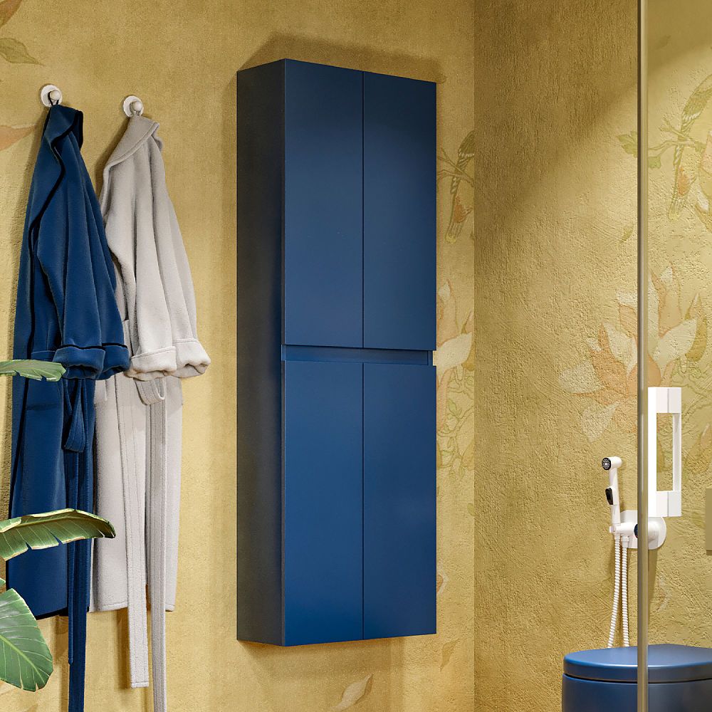 Columna de baño 4 puertas suspendida 185 cm x 50 cm x 25 cm acabado AZUL COBALTO