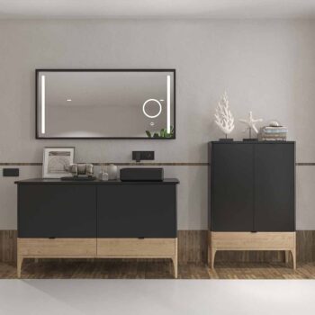 Mueble de baño VICENT con patas 4 cajones encimera Solid Surface con lavabo SATET