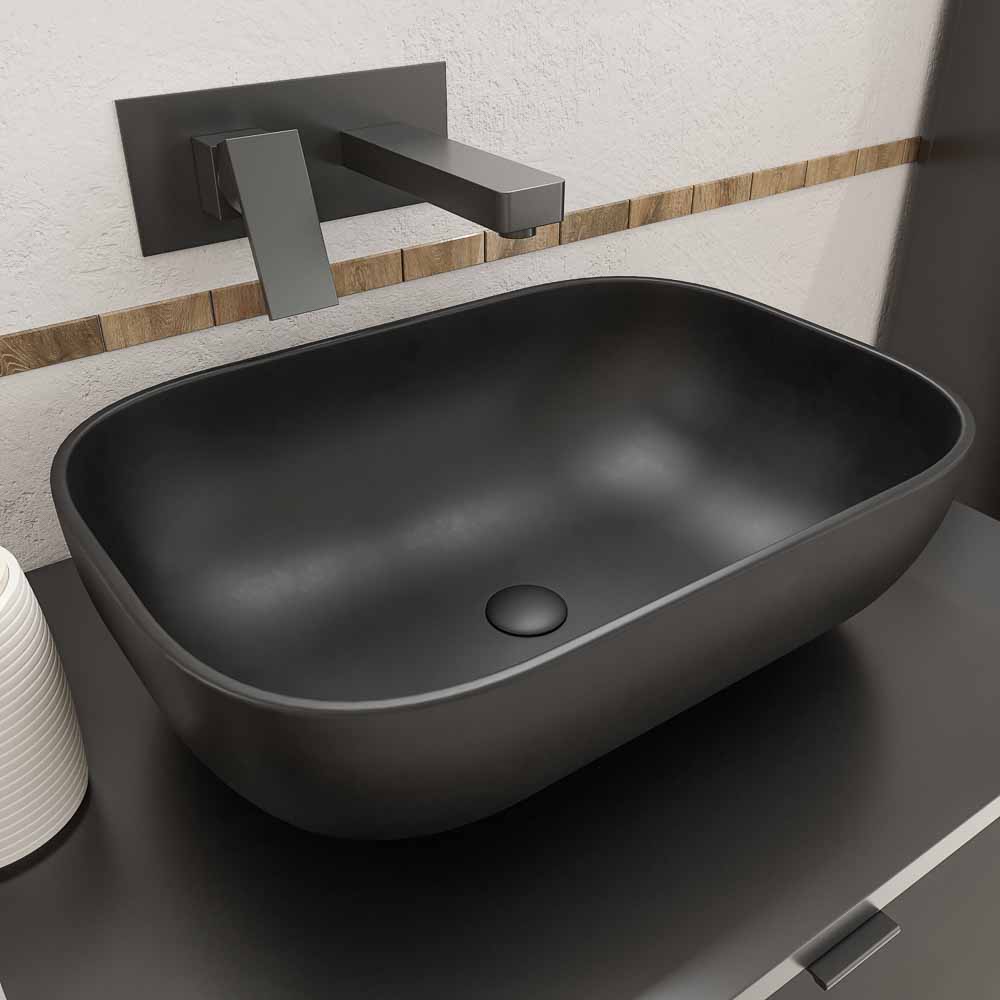 Mueble de baño VICENT con patas 4 cajones encimera Solid Surface con lavabo SATET
