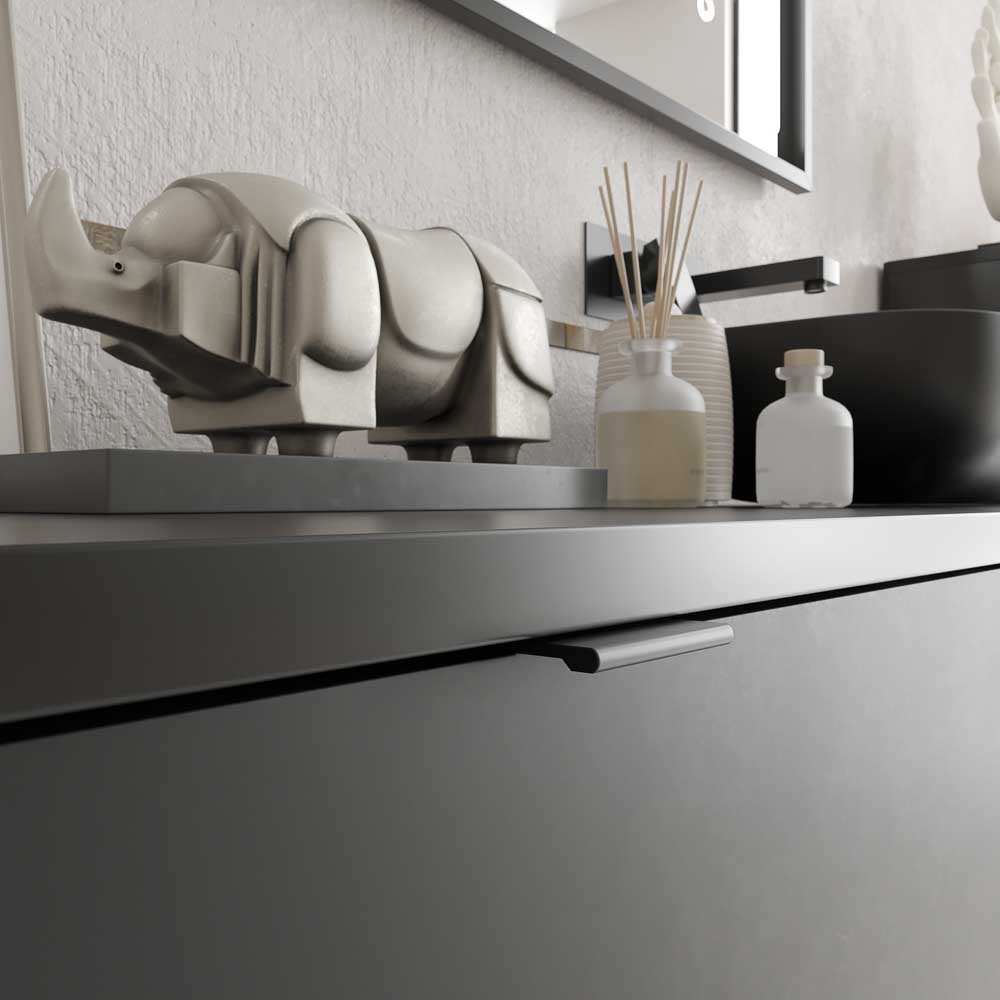 Mueble de baño VICENT con patas 4 cajones encimera Solid Surface con lavabo SATET