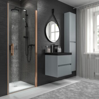 Mueble de baño suspendido 2 cajones CARMEN con lavabo resina acabado GRIS CEMENTO